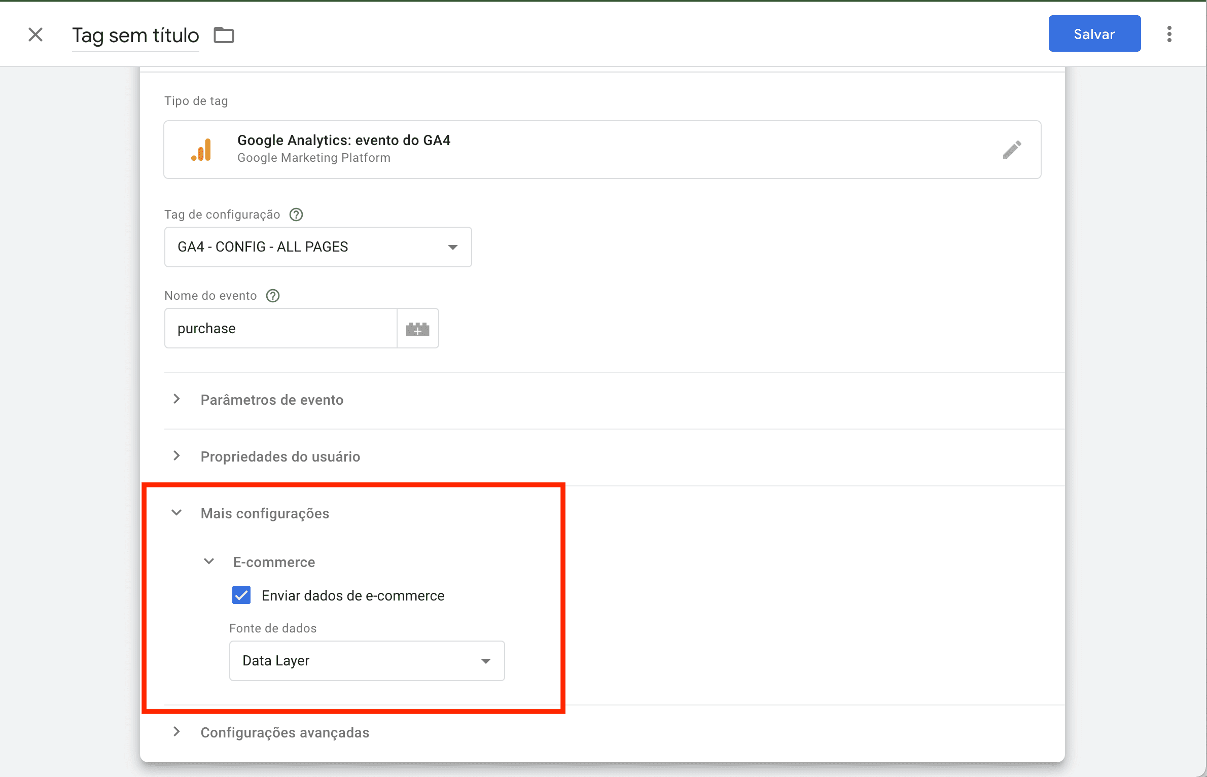 Configuração avançada no Google Tag Manager