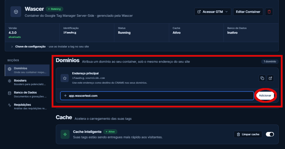 Registros de DNS do domínio customizado na Wascer