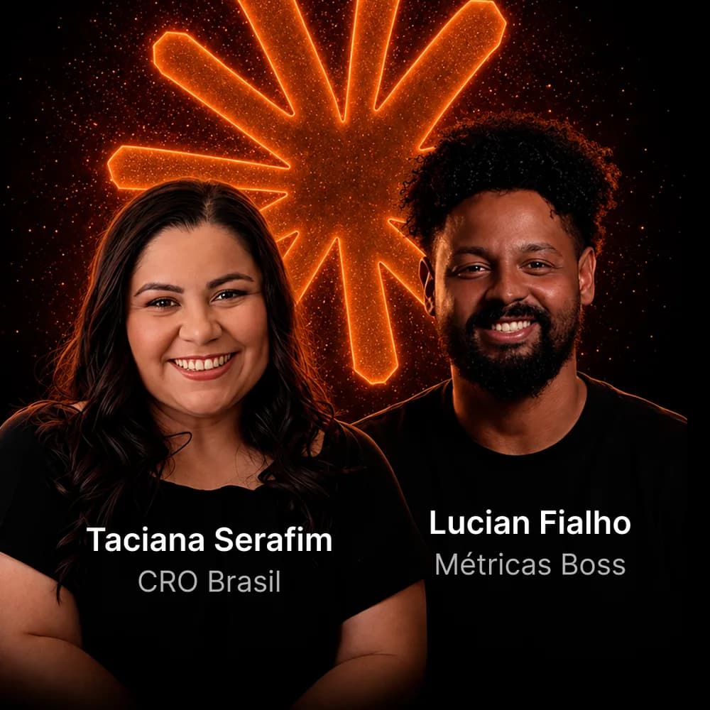 Taciana Serafim (CRO Brasil) e Lucian Fialho (Métricas Boss), professores do CRO A.I. Day