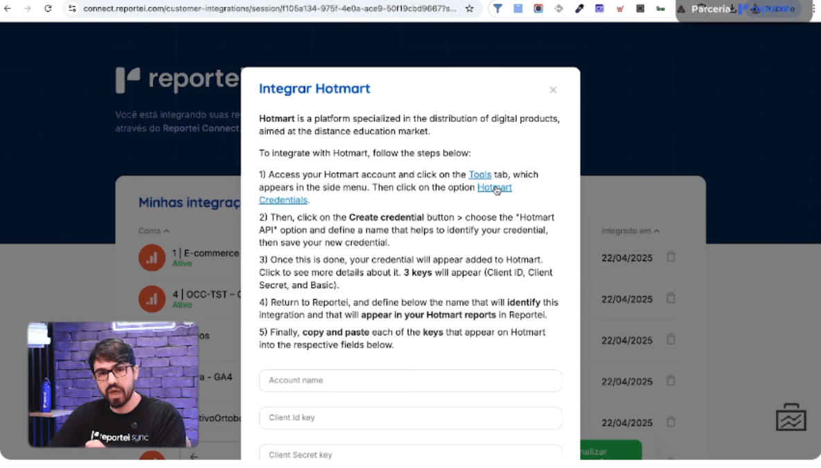 Etapa 1 - Passo 4 - Dashboard Hotmart com Reportei Sync.png